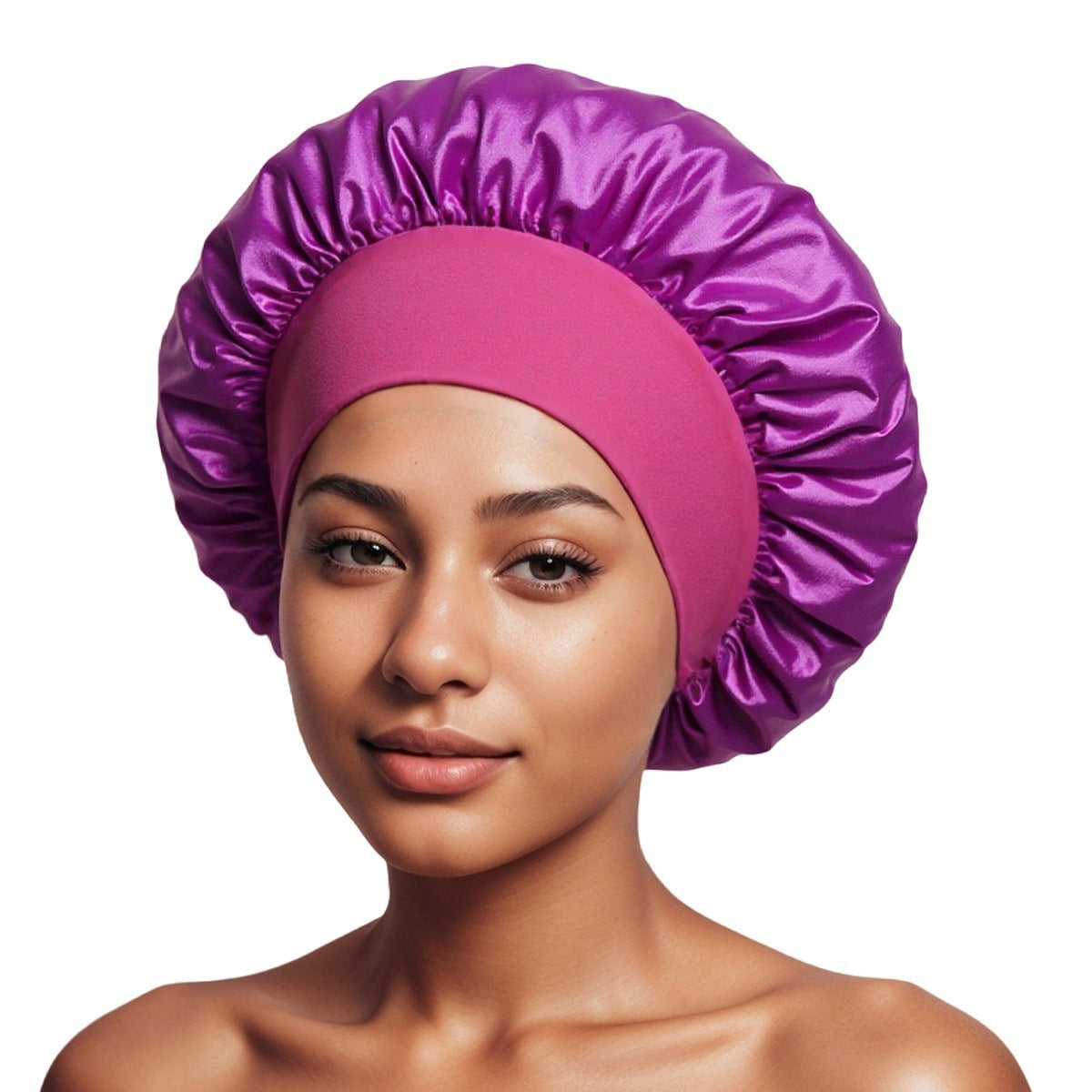 Satin Wide Brim Shower and Sleep Cap - Lace Avenue Hair 13