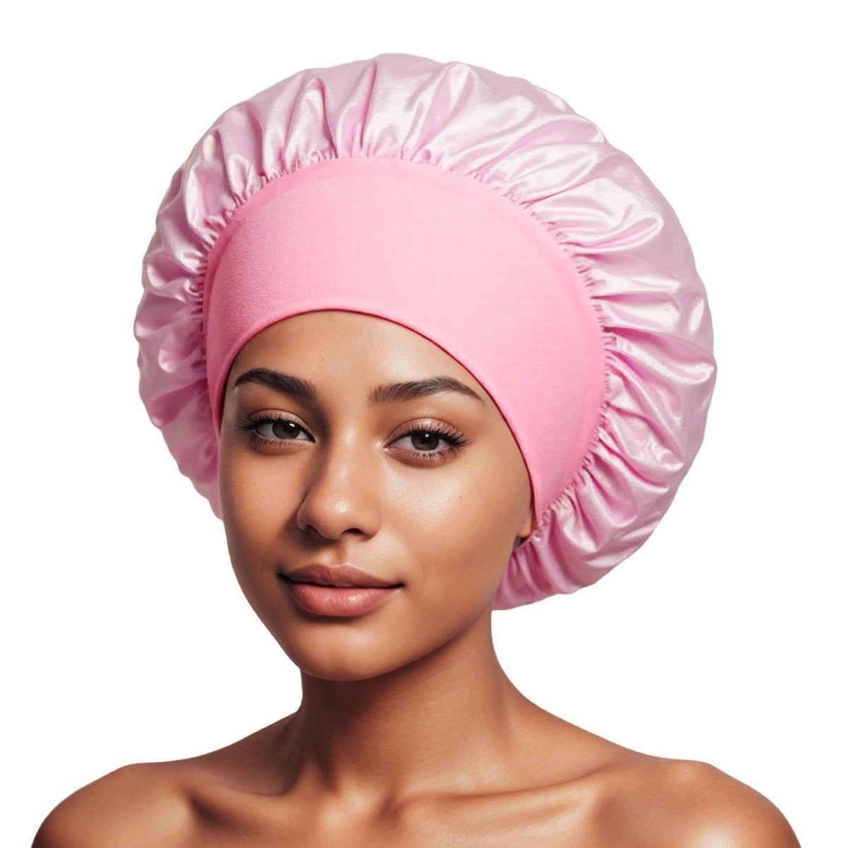 Satin Wide Brim Shower and Sleep Cap - Lace Avenue Hair 4