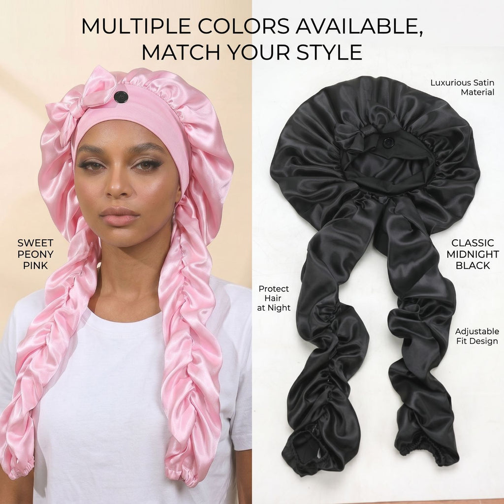 Satin Sleep Cap with Bow - Lace Avenue Hair 13