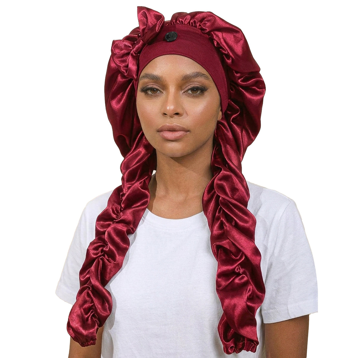 Satin Sleep Cap with Bow - Lace Avenue Hair 8