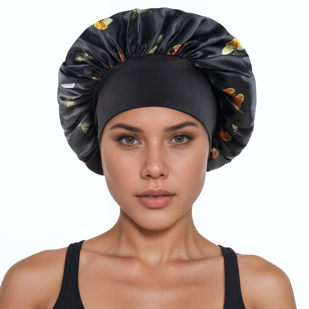 Satin Wide Brim Shower and Sleep Cap - Lace Avenue Hair 33