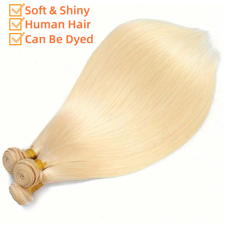 Straight Human Hair Bundles, 613 Light Gold - Lace Avenue Hair 14
