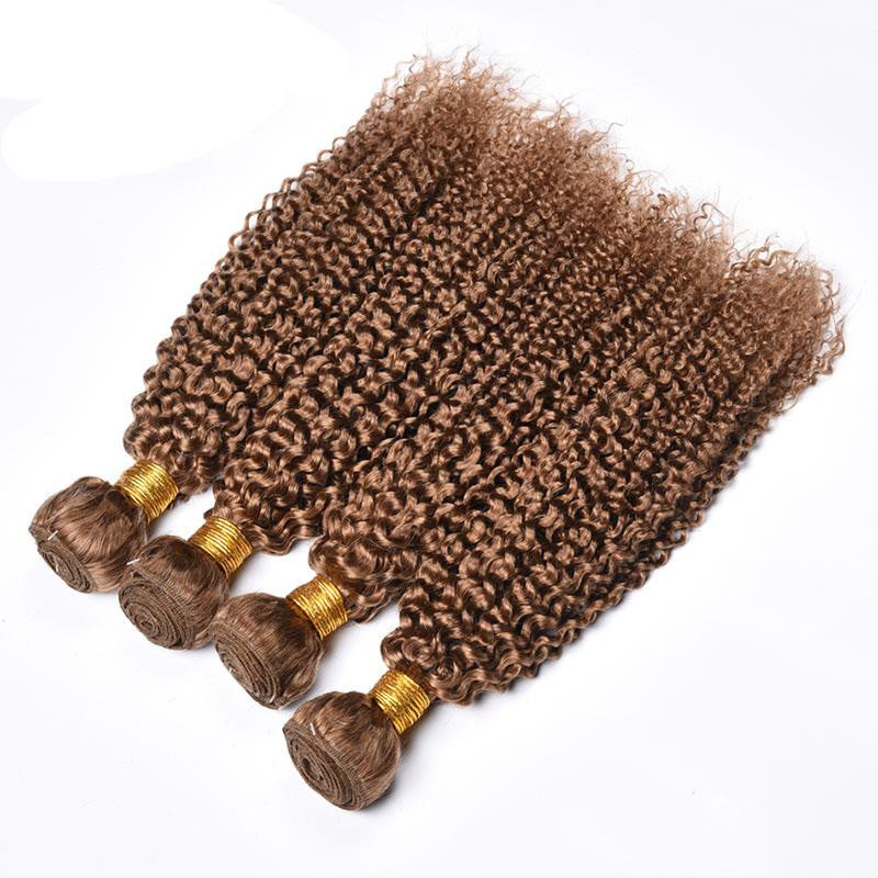 Kinky curly honey brown human hair bundles, photo 5