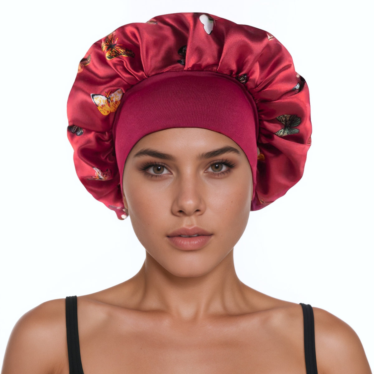 Satin Wide Brim Shower and Sleep Cap - Lace Avenue Hair 35