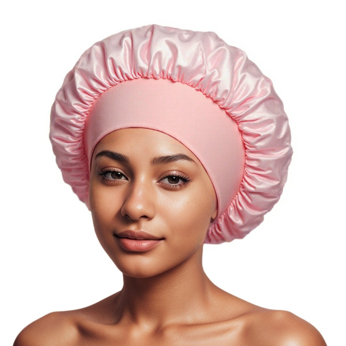 Satin Wide Brim Shower and Sleep Cap - Lace Avenue Hair 11