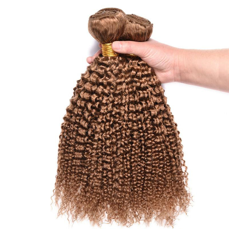 Kinky curly honey brown human hair bundles, photo 3