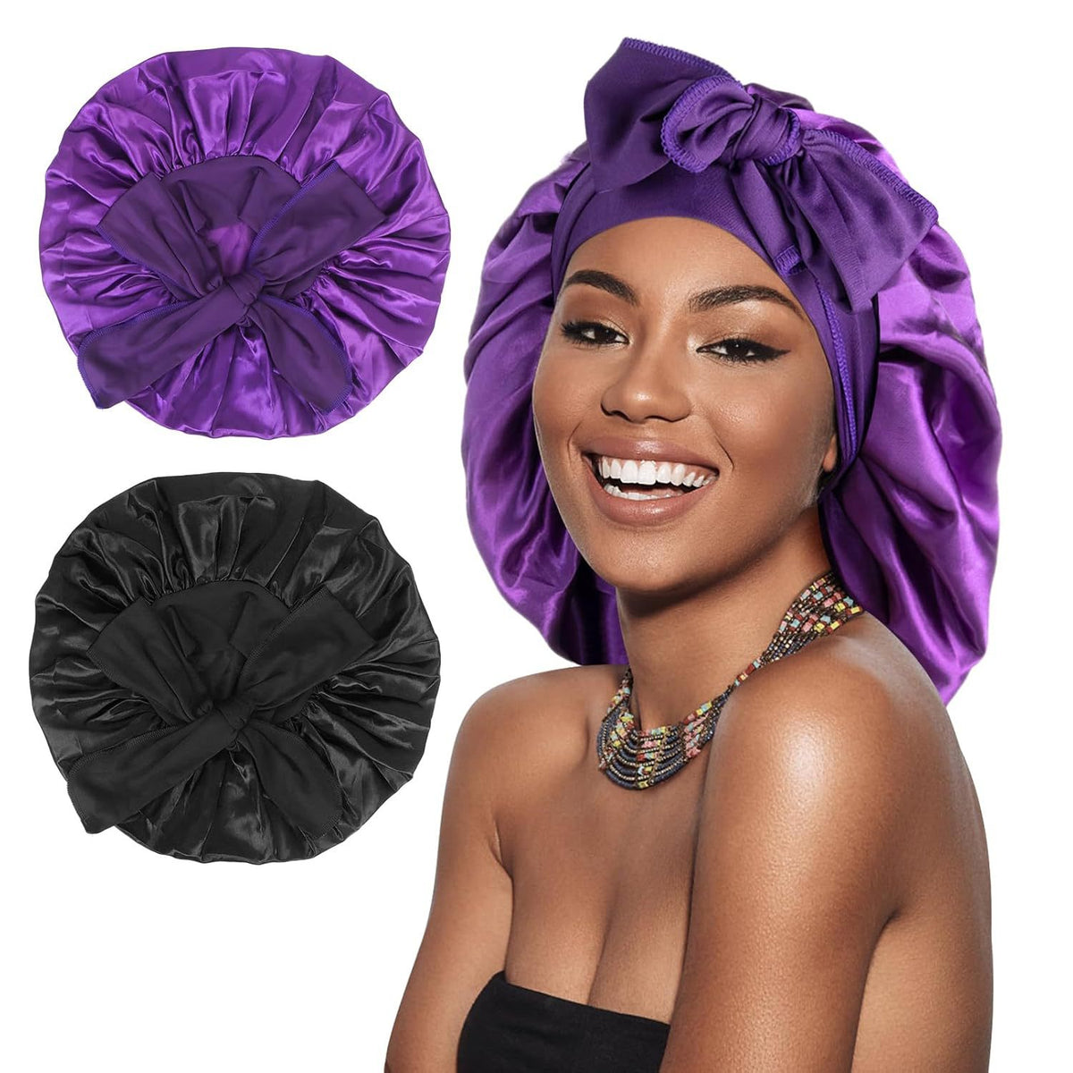 Satin Criss-Cross Sleep Bonnet - Lace Avenue Hair 3