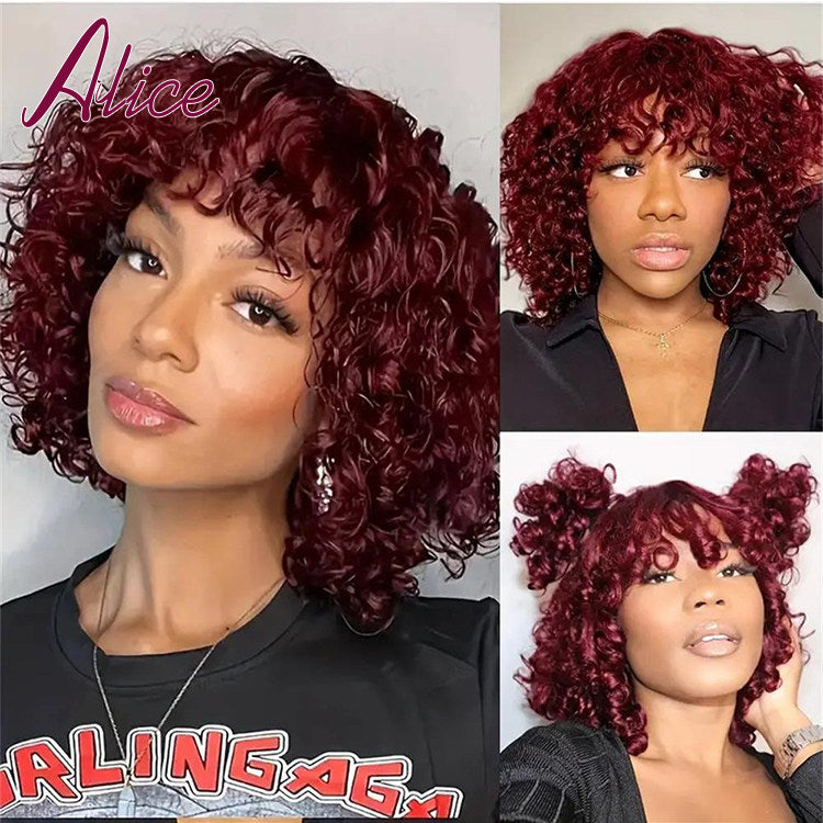 Water Wave Human Hair Wig with Bangs - Lace Avenue Hair 4
