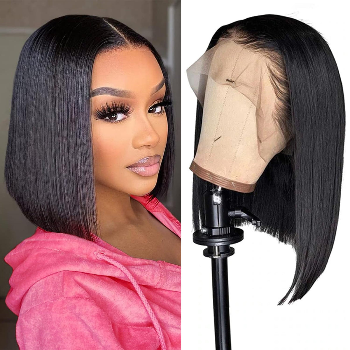 Straight Bob Lace Front Wig, 13x4x4 Lace, 16 Inch - Lace Avenue Hair 1