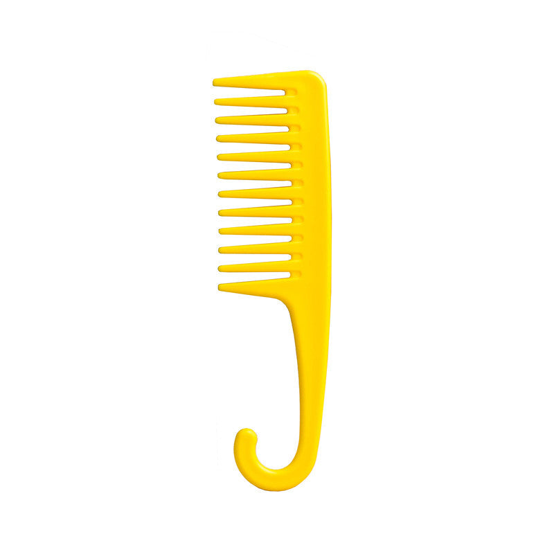 Yellow wide tooth curved comb with hook