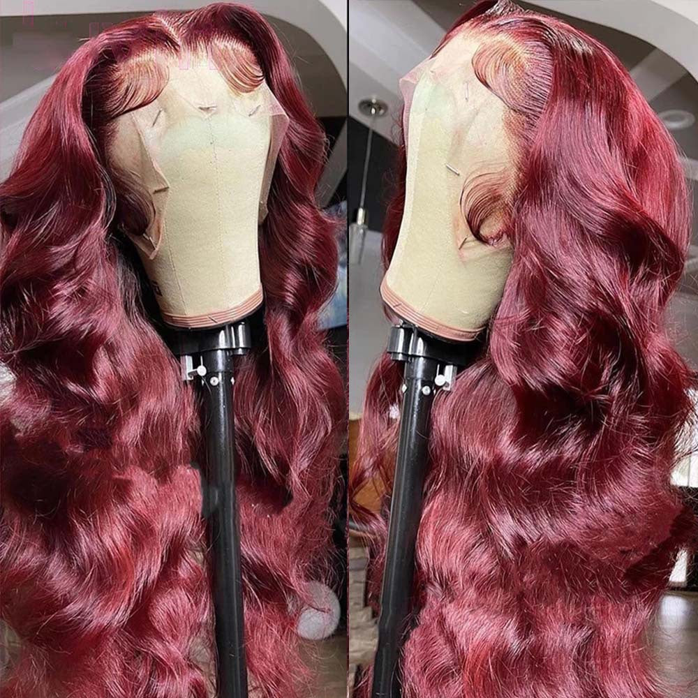 Body Wave Human Hair Lace Front Wig, 99J Burgundy - Lace Avenue Hair 2