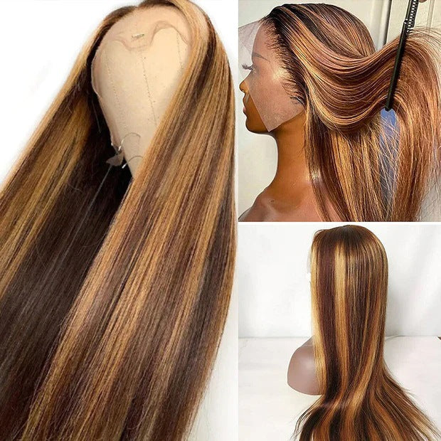 Straight Human Hair Lace Front Wig, P4/27 Highlight - Lace Avenue Hair 4