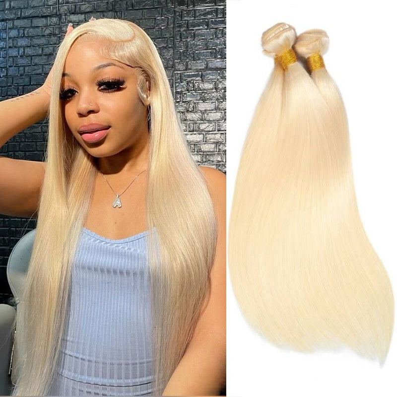 Straight Human Hair Bundles, 613 Light Gold - Lace Avenue Hair 1