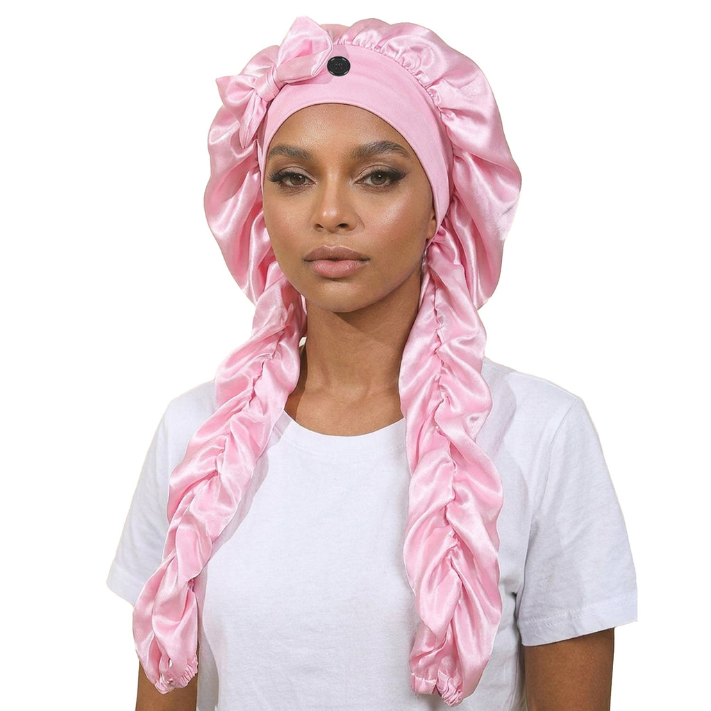 Satin Sleep Cap with Bow - Lace Avenue Hair 4