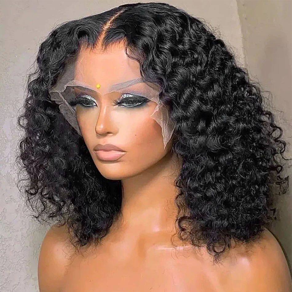 Deep Wave Glueless Human Hair Bob Wig, 4x4 Closure or 13x4 Frontal