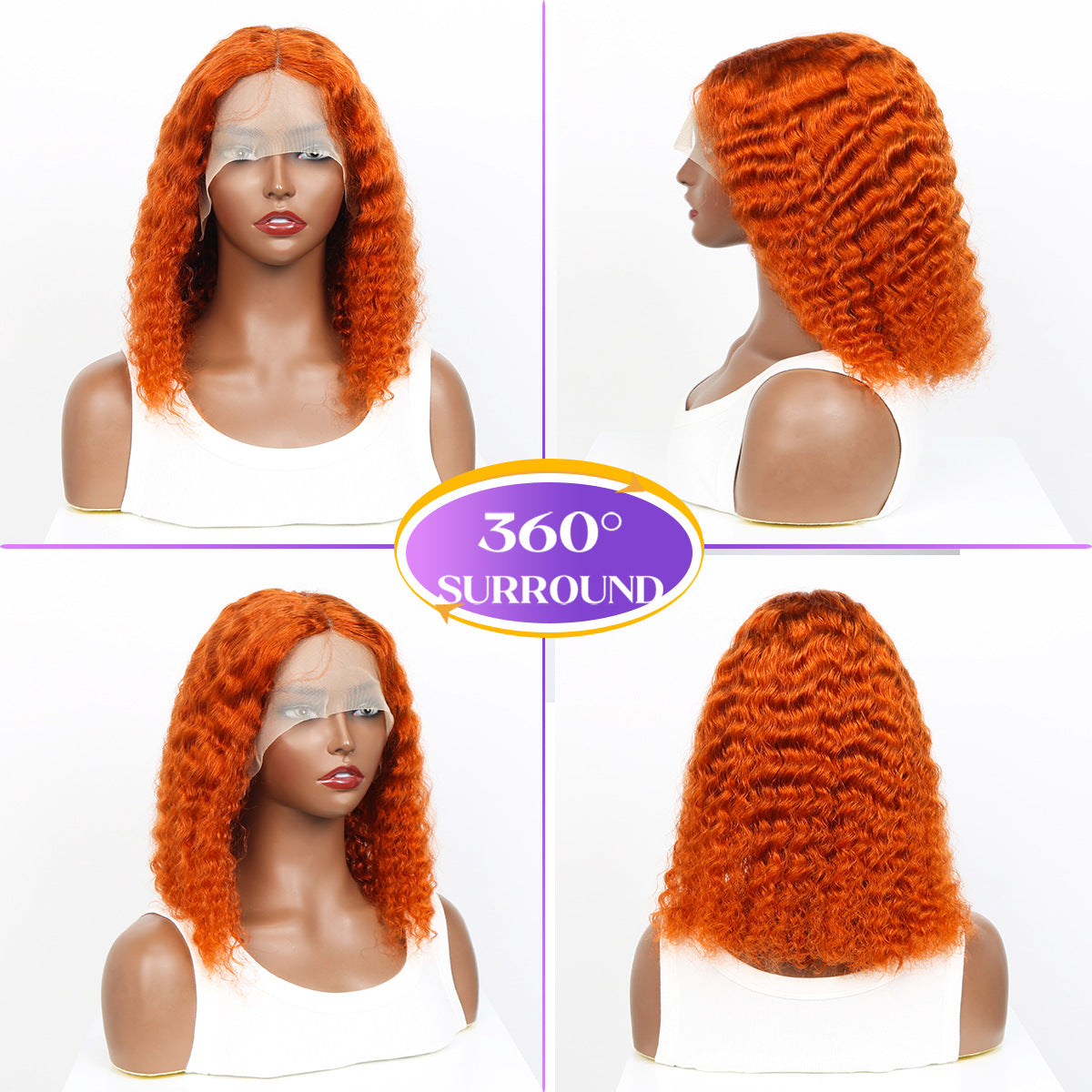 Loose Wave Human Hair T-Part Bob Wig, Copper 350 - Lace Avenue Hair 3