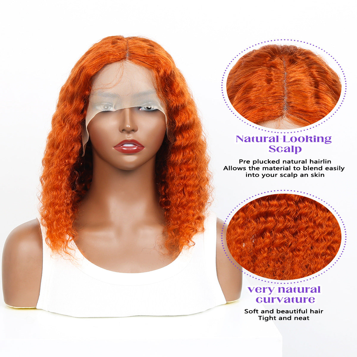 Loose Wave Human Hair T-Part Bob Wig, Copper 350 - Lace Avenue Hair 4