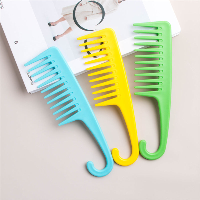 Wide Tooth Curved Hair Comb with Hook