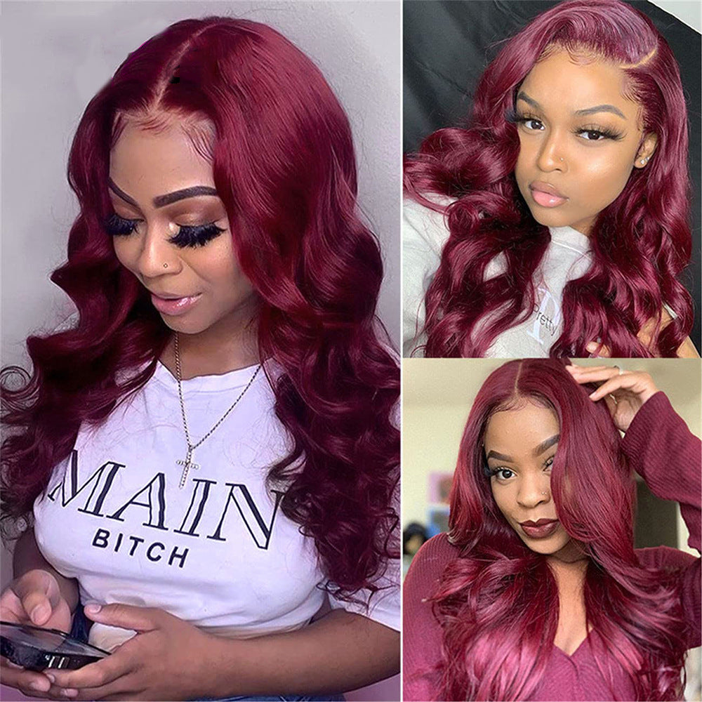Body Wave Human Hair Lace Front Wig, 99J Burgundy - Lace Avenue Hair 15