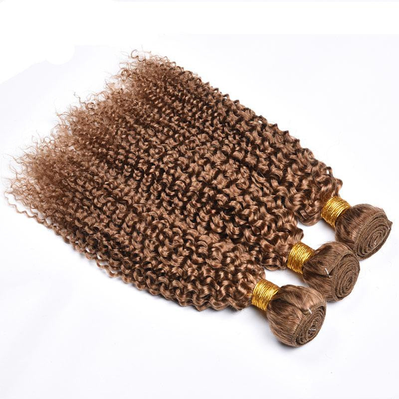 Kinky curly honey brown human hair bundles, photo 4