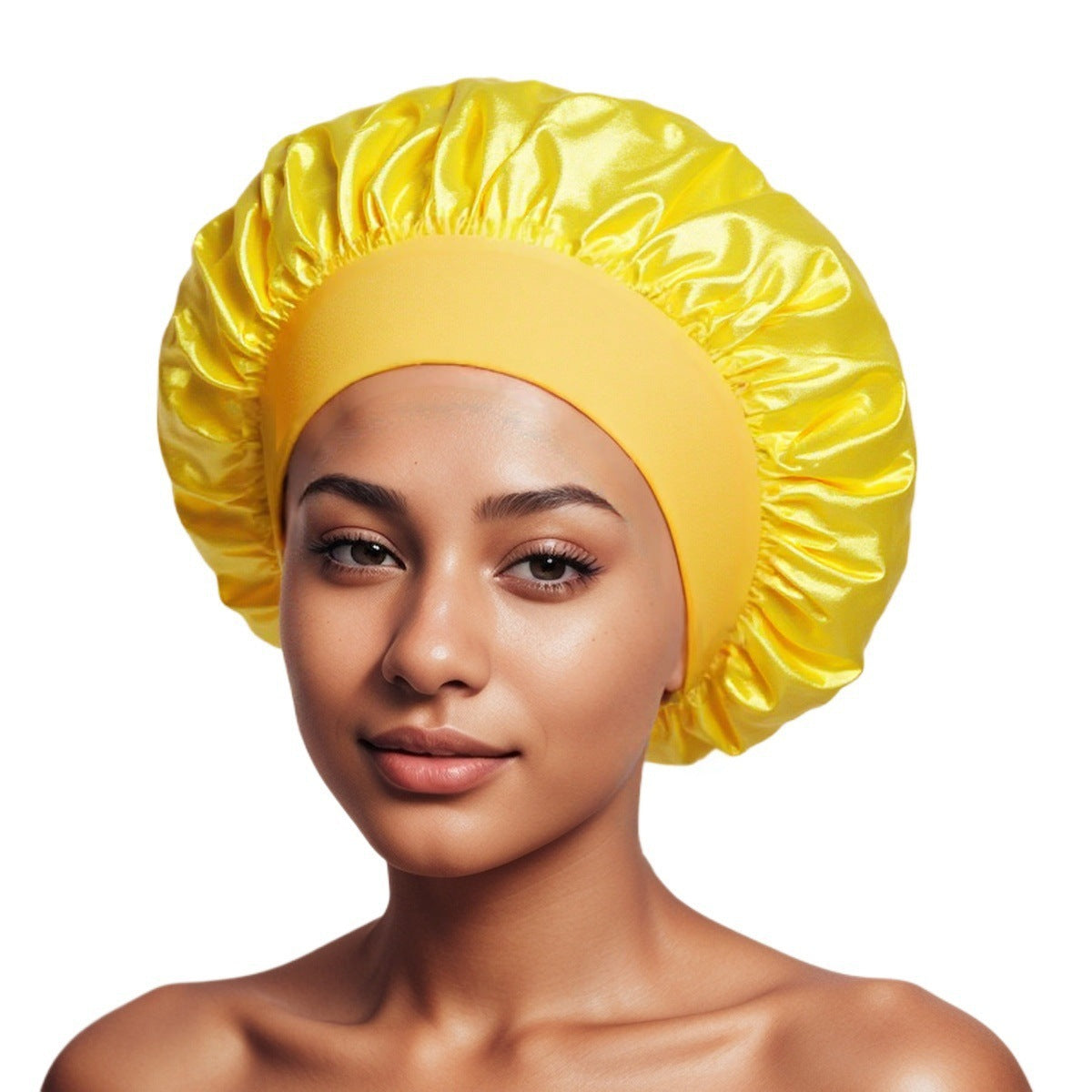 Satin Wide Brim Shower and Sleep Cap - Lace Avenue Hair 5