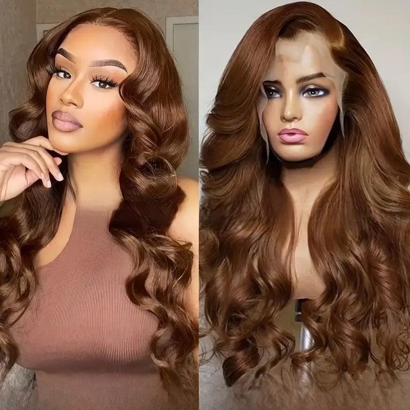 Body Wave Human Hair Lace Front Wig, #4 Brown, 20-38 Inch - Lace Avenue Hair 1