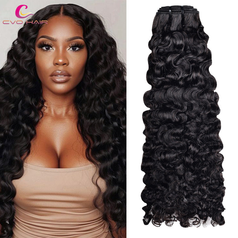 Curly Human Hair Wig, Natural 1B - Lace Avenue Hair 1