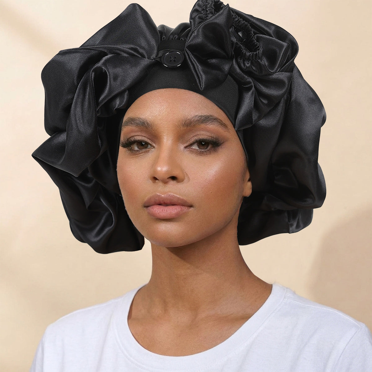 Satin Sleep Cap with Bow - Lace Avenue Hair 1