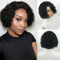Curly Human Hair Pixie Cut Wig with Side Bangs