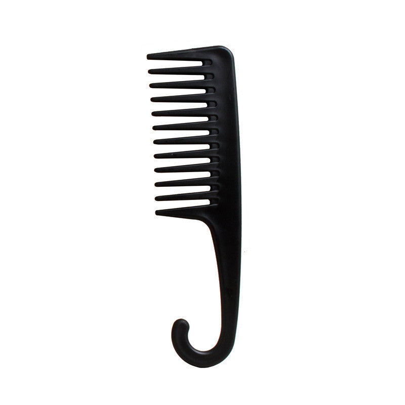 Black wide tooth curved comb with hook
