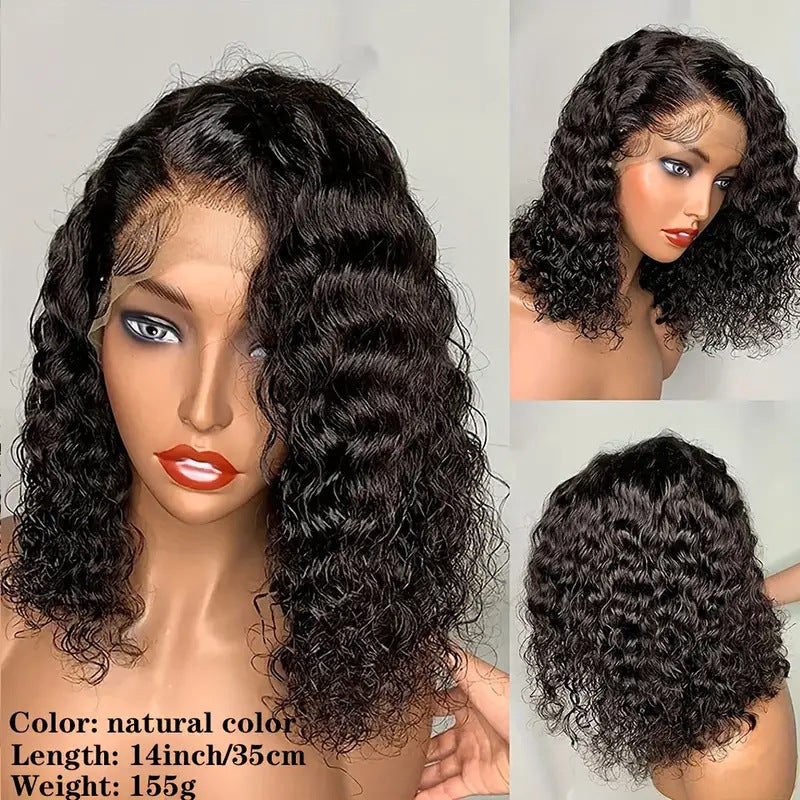 Water Wave Human Hair Bob Lace Front Wig, Double Drawn - Lace Avenue Hair 4