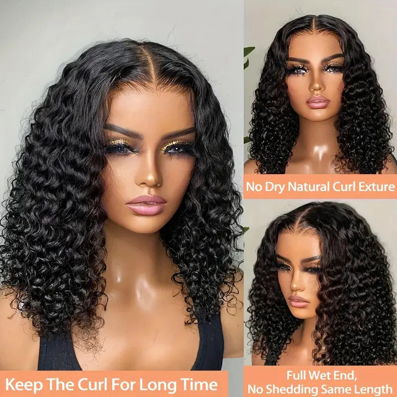 Water Wave Human Hair Bob Lace Front Wig, Double Drawn - Lace Avenue Hair 6