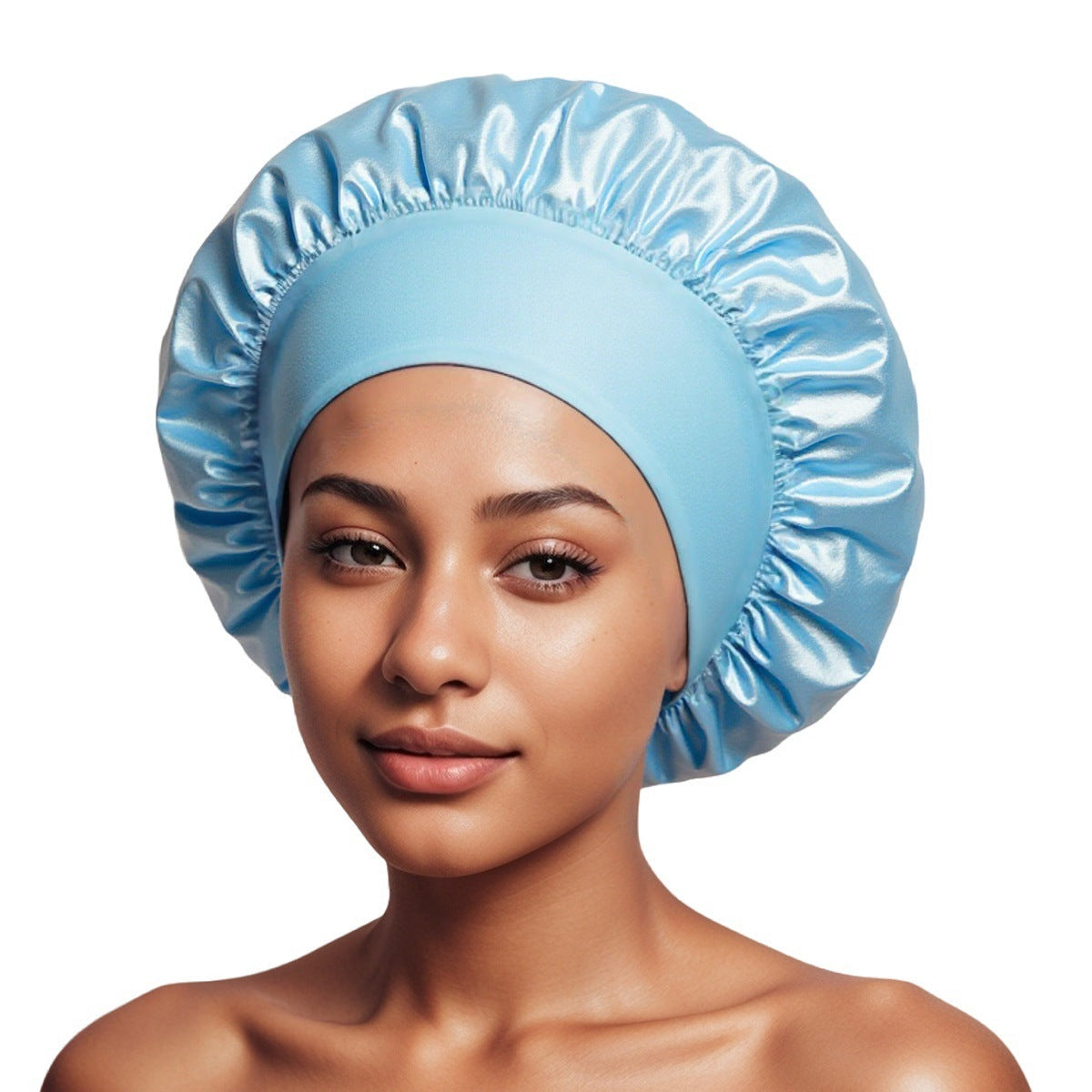 Satin Wide Brim Shower and Sleep Cap - Lace Avenue Hair 9