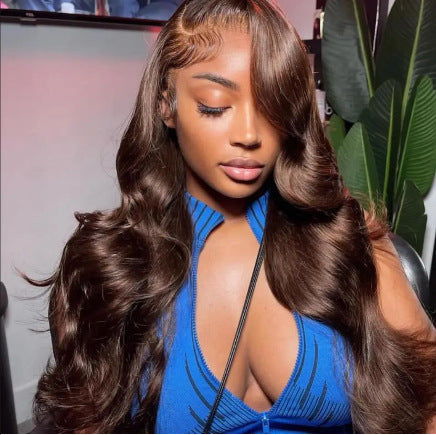 Body Wave Human Hair Lace Front Wig, Chocolate Brown - Lace Avenue Hair 1