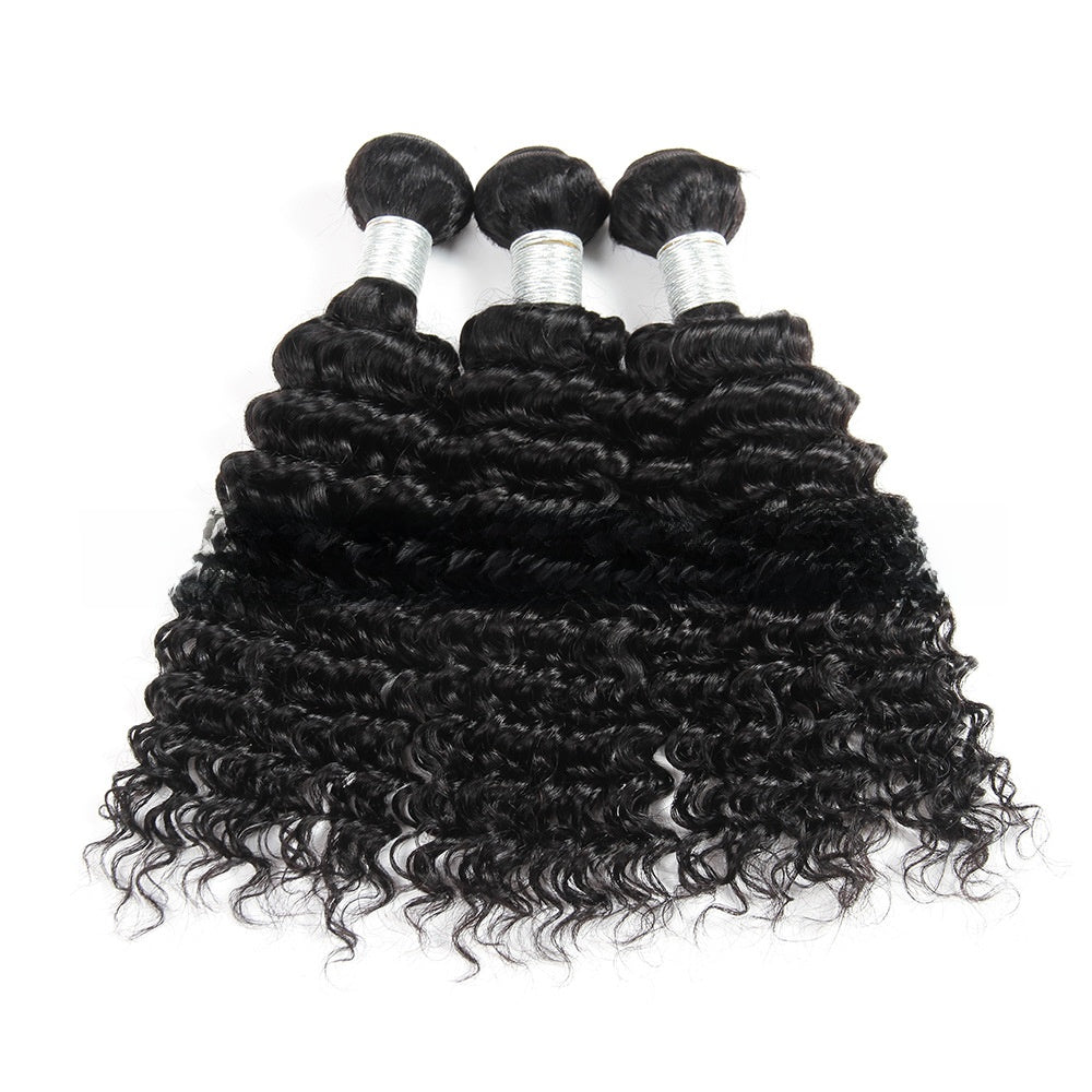 Deep Wave Human Hair Bundles, Natural 1B