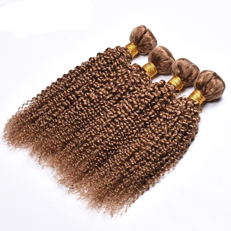 Kinky curly honey brown human hair bundles, photo 1