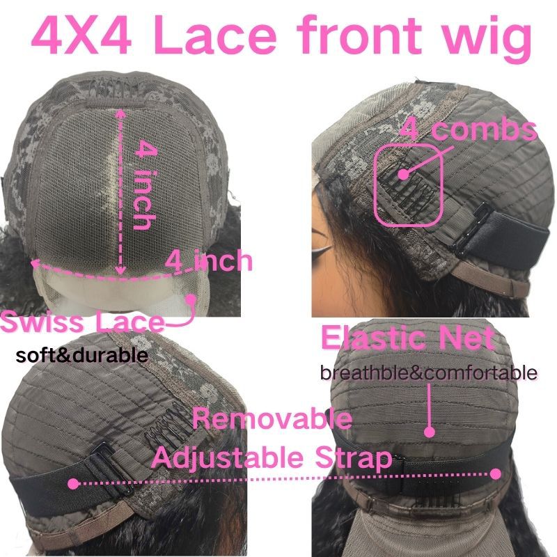 Highlight Body Wave Bob Human Hair Wig, 4x4 Lace, 1B/30