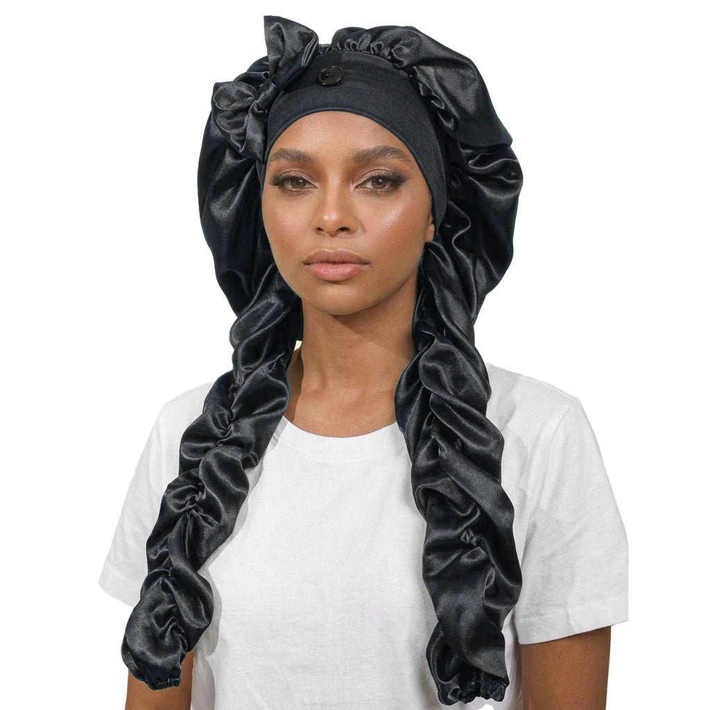 Satin Sleep Cap with Bow - Lace Avenue Hair 3