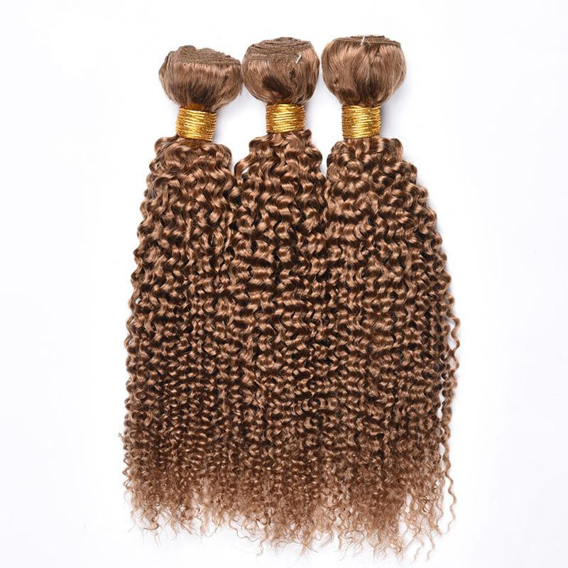 Kinky curly honey brown human hair bundles, photo 2
