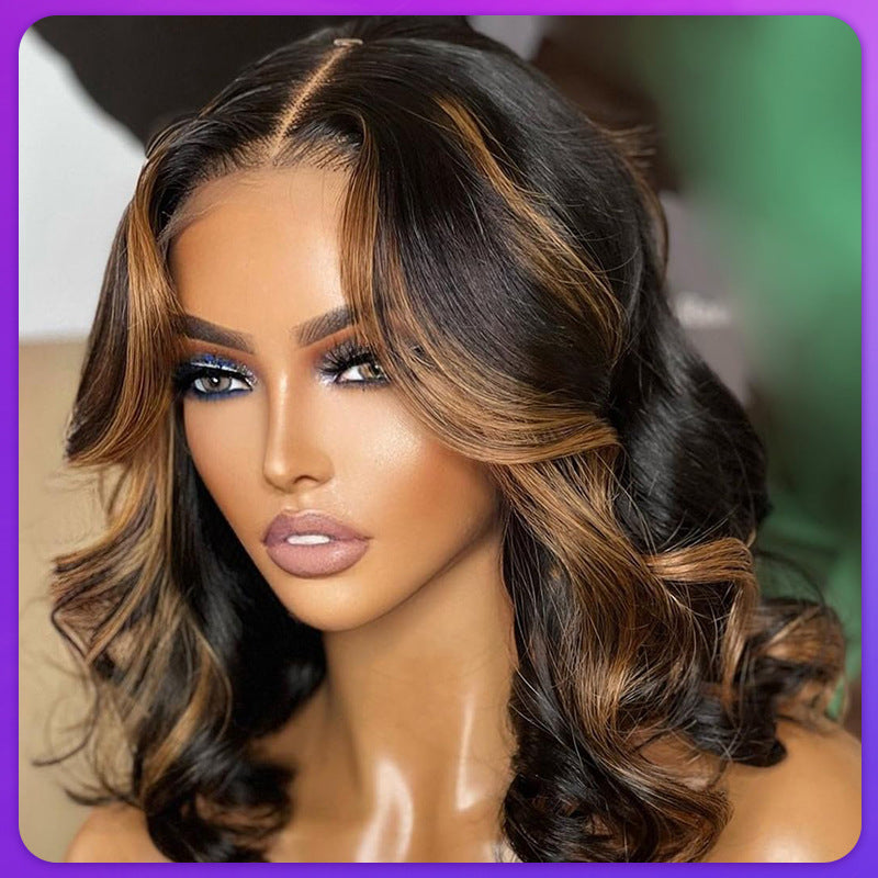 Highlight Body Wave Bob Human Hair Wig, 4x4 Lace, 1B/30