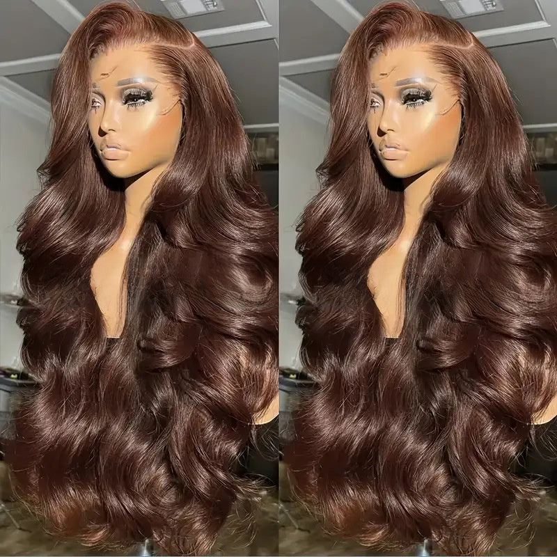 Body Wave Human Hair Lace Front Wig, #4 Brown, 20-38 Inch - Lace Avenue Hair 2