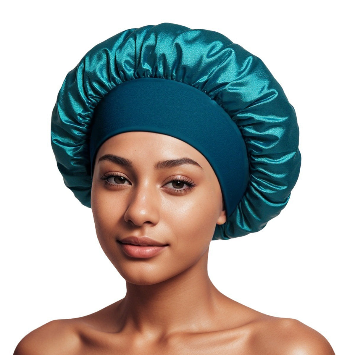 Satin Wide Brim Shower and Sleep Cap - Lace Avenue Hair 19