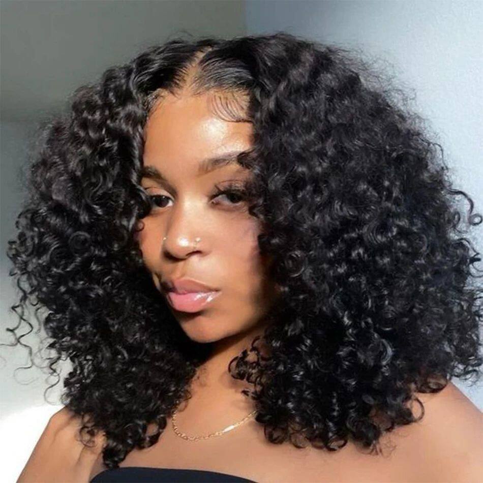 Deep Wave Glueless Human Hair Bob Wig, 4x4 Closure or 13x4 Frontal