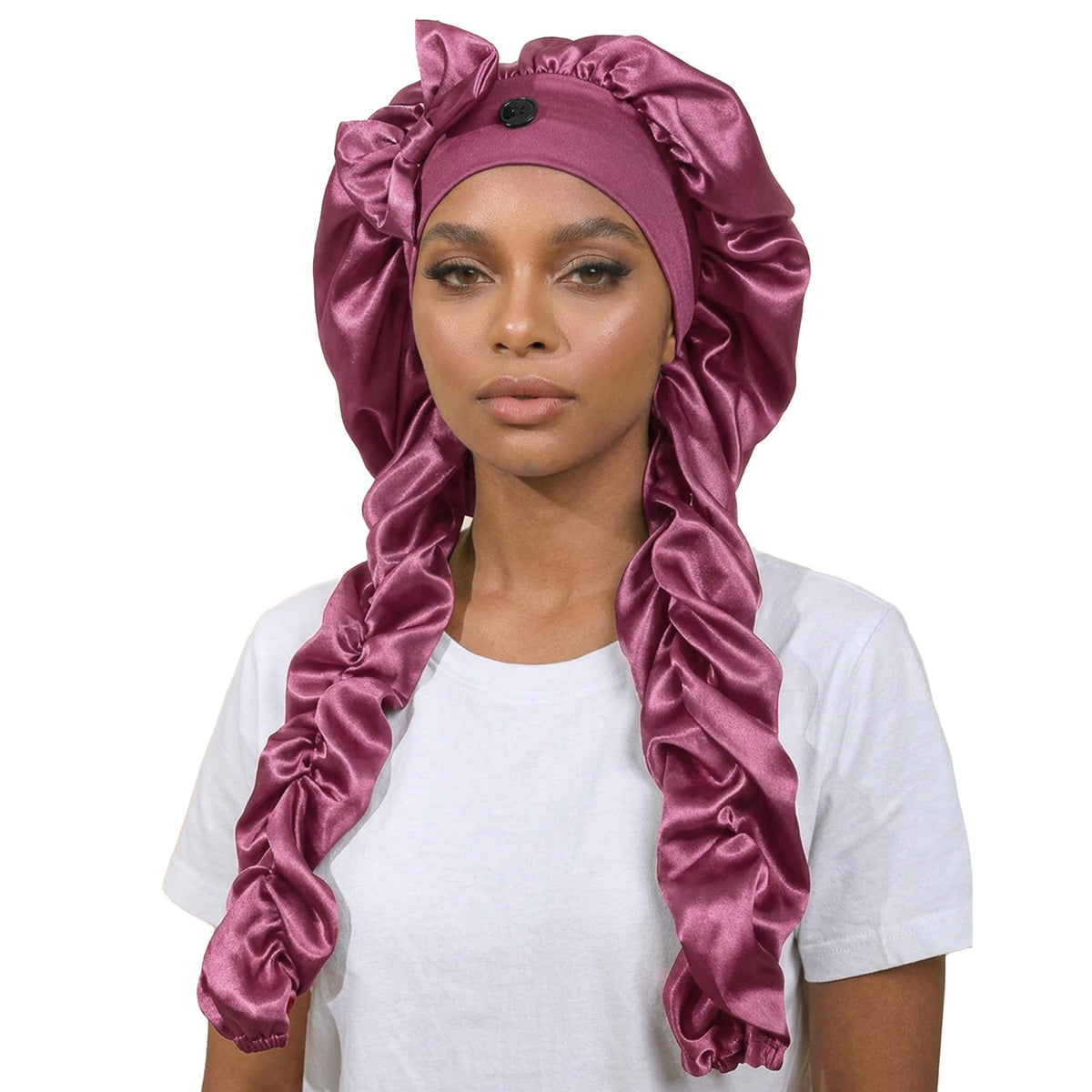 Satin Sleep Cap with Bow - Lace Avenue Hair 11