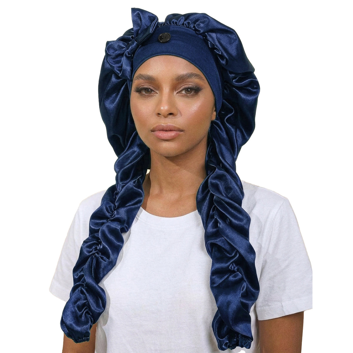 Satin Sleep Cap with Bow - Lace Avenue Hair 5