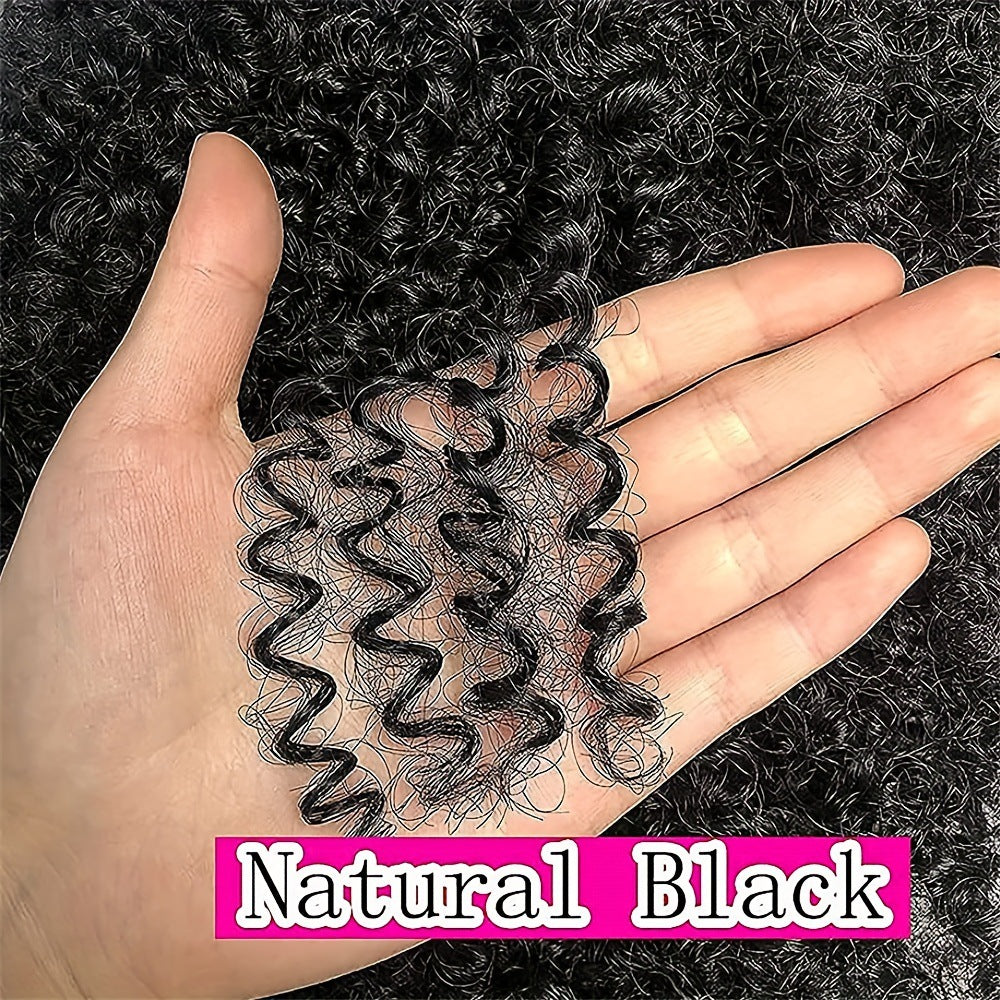 Afro Kinky Curly Human Hair Wig with Adjustable Bangs