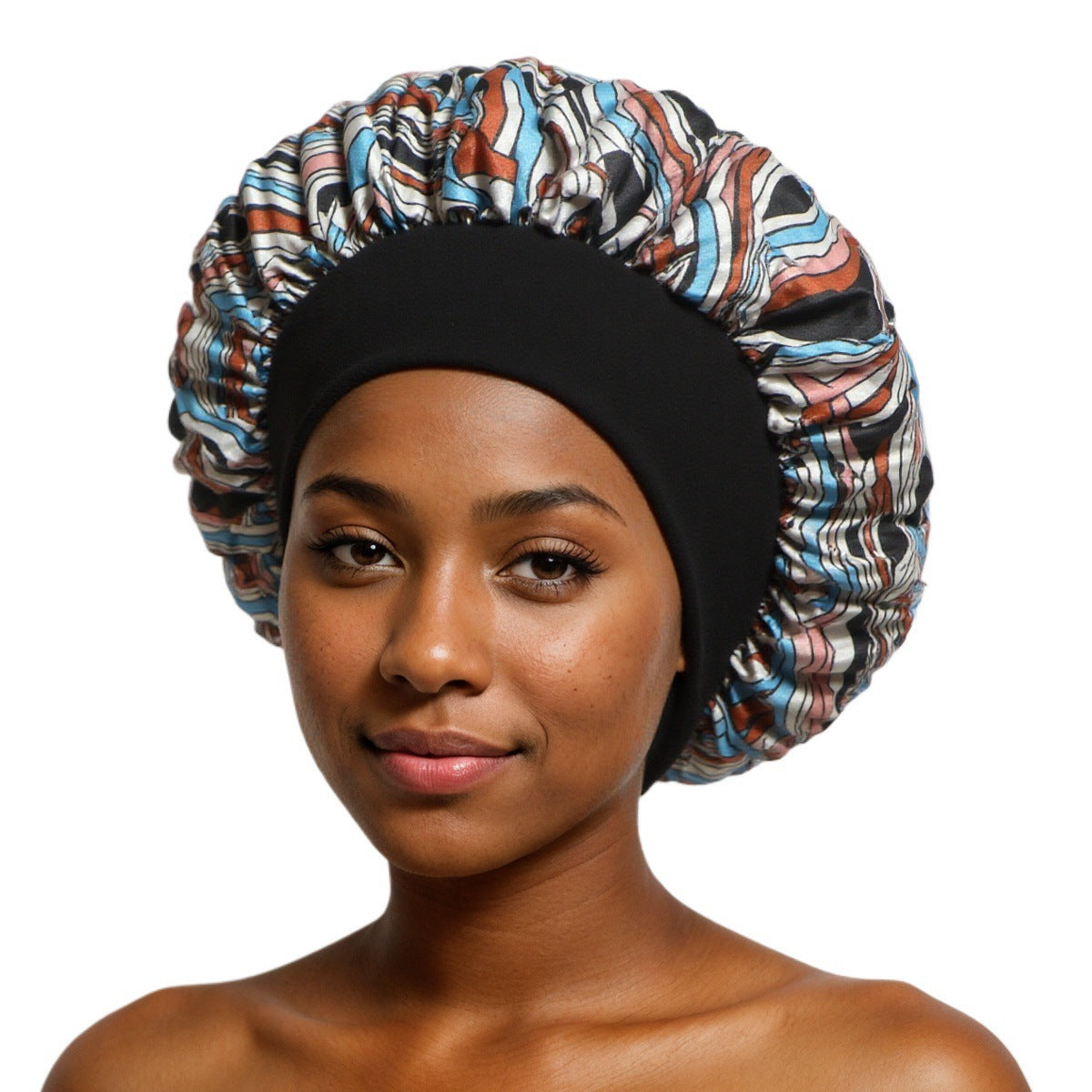 Satin Wide Brim Shower and Sleep Cap - Lace Avenue Hair 23