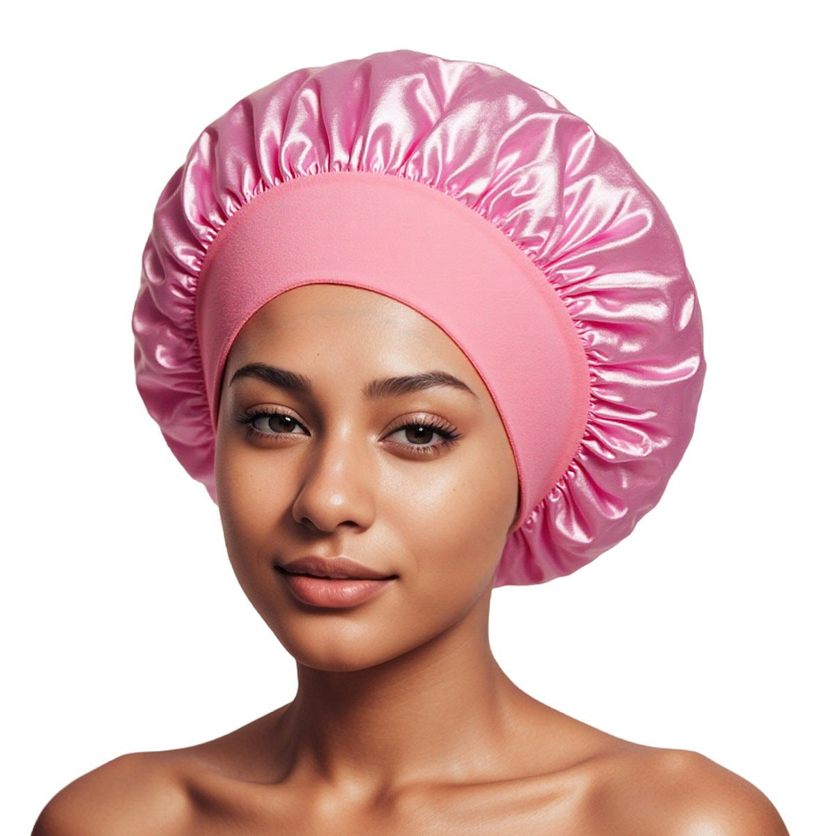 Satin Wide Brim Shower and Sleep Cap - Lace Avenue Hair 6