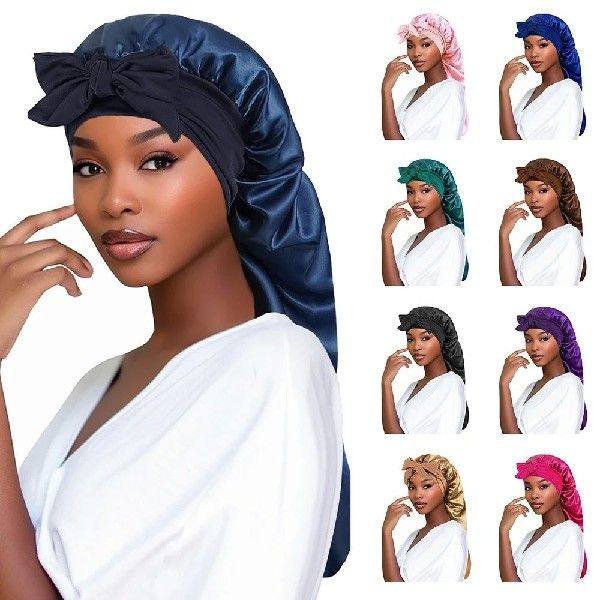 Satin bonnet with long tail, photo 1