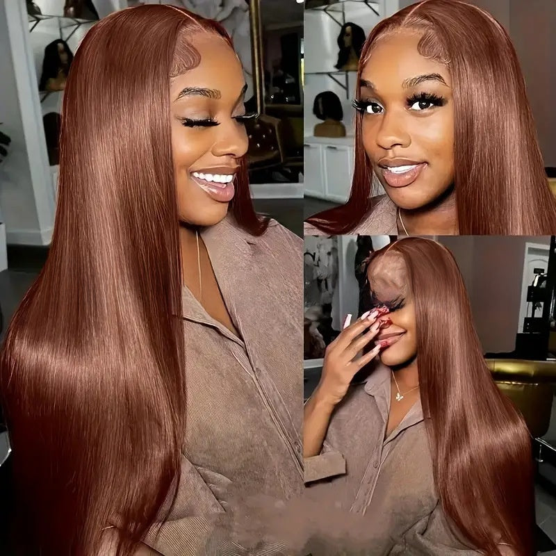 Straight Human Hair Lace Front Wig, #4 Brown - Lace Avenue Hair 3